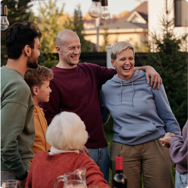 People standing and laughing