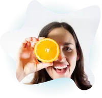 woman holding orange